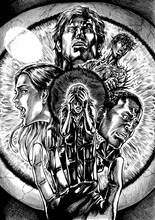 「蒼天の拳 リジェネシス」の辻秀輝が執筆した、映画「ダウンレンジ」の応援イラスト。