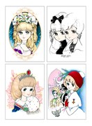 原画展会場で販売される「大判カード4種セット ガラスの城とまさこガール」。