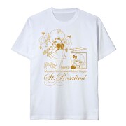 原画展会場で販売される「わたなべまさこ×萩尾望都コラボTシャツ 聖ロザリンド」。