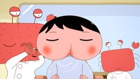 TVアニメ「おしりたんてい」より、散髪するおしり探偵。