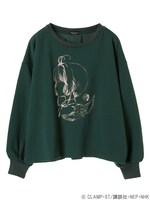 「さくらの横顔 バックリボン ビッグプルオーバー ダークグリーン」