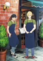 「BANANA FISH cafe＆bar」の制服に身を包んだアッシュと英二の描き下ろしイラスト。