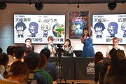 TVアニメ「ハイスコアガール」トークショーの様子。
