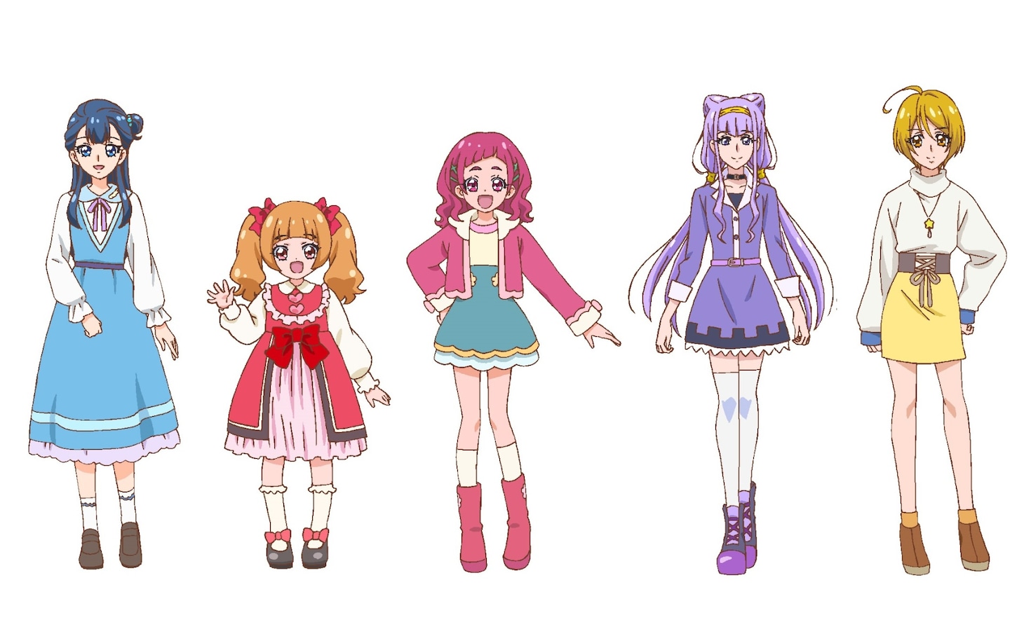 さあや、えみる、はな、ルールー、ほまれの秋服姿。