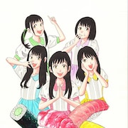 「将太の寿司」の寺沢大介×神宿のTシャツ、メンバーカラーの寿司もデザイン