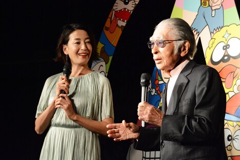「藤子不二雄(A)展 -(A)の変コレクション-」オープニングセレモニーの様子。