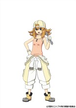 TVアニメ「荒野のコトブキ飛行隊」より、ナツオ。戦闘機の整備班長。幼い見た目をしているが立派な大人。言葉遣いは粗暴だが、面倒見のいい姉御肌。