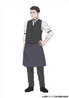 TVアニメ「荒野のコトブキ飛行隊」より、ジョニー。キリエたちが通う酒場のマスター。酒の提供のほか、料理も担当している。穏やかで気弱な性格。