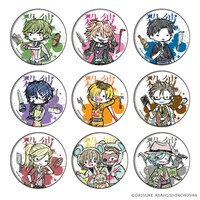 「殺彼－サツカレ－」をモチーフにした缶バッジ。