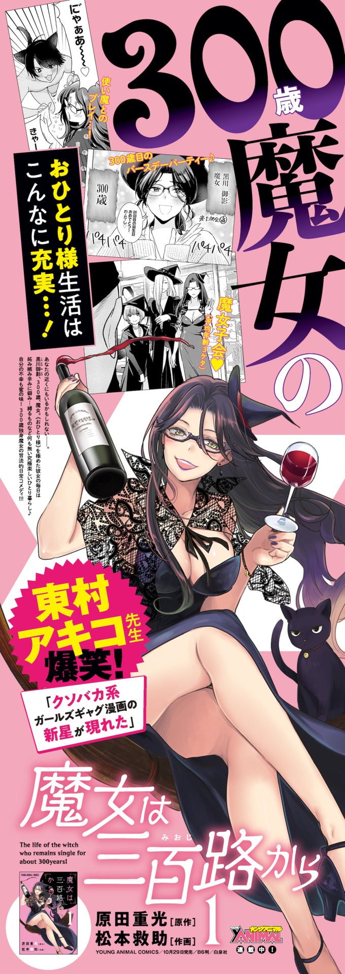 「魔女は三百路から」1巻の告知ビジュアル。