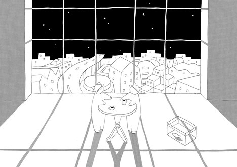 「二人の男は旅を終えると、岩絵の中に入っていった」より。