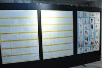 アニメの原画、キャラクター設定画の展示。