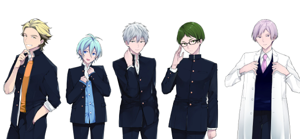 仁茂田あいによるコミカライズ版キャラクタービジュアル。