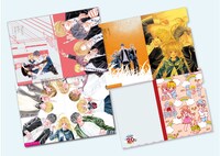 全4種のクリアファイル。上段左から「カノジョは嘘を愛しすぎてる」「虹、甘えてよ。」。下段左から「原画展限定ビジュアル」「ちびキャラ集合」。