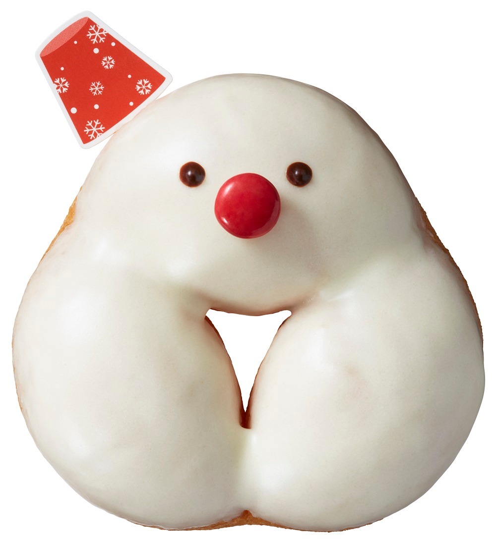 11月9日から12月25日まで展開されるクリスマス期間限定のドーナツ「ふゆだるま ホワイト」。「ミスド ポケモン ドーナツ」の「お持ち帰りで会おう！セット」でも選ぶことができる。