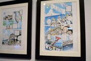 「ビッグコミック50周年展」より、ちばてつや「ひねもすのたり日記」の展示。