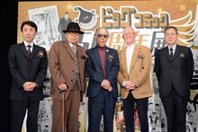 左から大野正勝氏、さいとう・たかを、藤子不二雄(A)、ちばてつや、相賀昌宏氏。