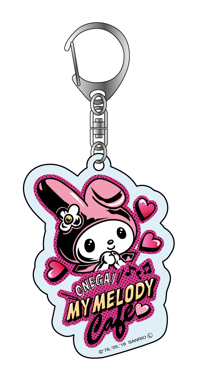 オリジナルグッズのアクリルキーホルダー（全3種）。