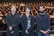 「メガロボクス」の劇場上映イベント「ベストバウト上映」より。左から安元洋貴、細谷佳正、森山洋監督。