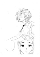 「花待ついばら めぐる春」の直筆線画。