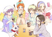 「ひもてはうす」と「日清麺なし」のコラボイラスト。