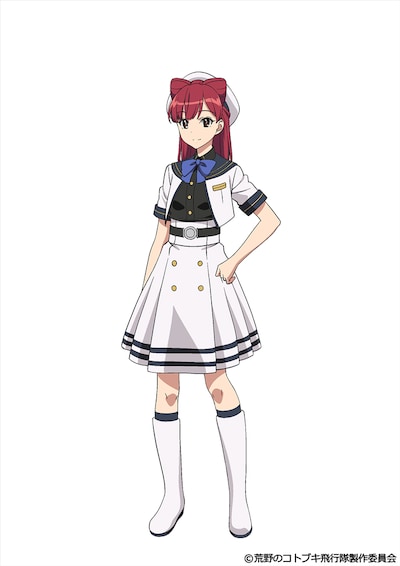 アンナ（CV：吉岡美咲）のキャラクター設定画。勝気な性格で、現場指揮官のサネアツに対しても容赦なく文句やツッコミを入れる。