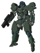 “クレーエI（アインス）”。グランディーガ帝国の量産型テウルギアで、武装を変更することで近距離戦から遠距離戦まで行える。小隊編成により様々な局面に対応が可能。