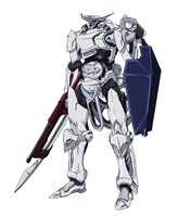 ソレイユ王国の主力テウルギア“ガルド”。ガンランスとシールドを携えている。機動性が高く、先頭に立って戦場を駆け巡る。