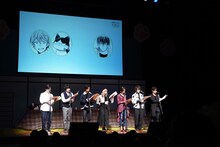 「TVアニメ『同居人はひざ、時々、頭のうえ。』放送前スペシャルイベント“にゃんふぇす”」より、朗読劇の様子。