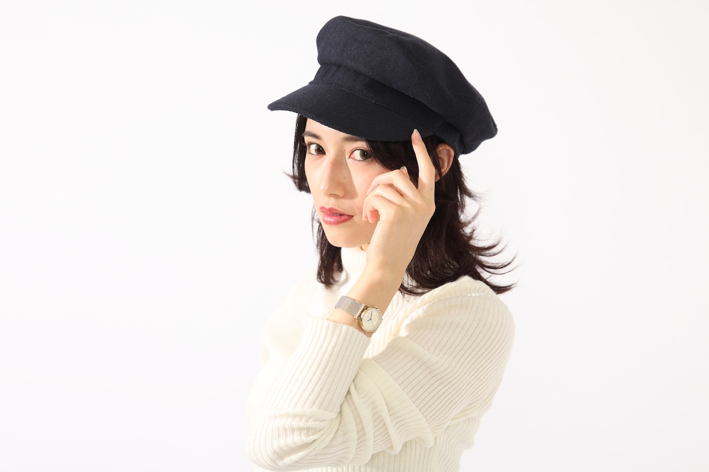 ルーシィモデルの腕時計使用例。