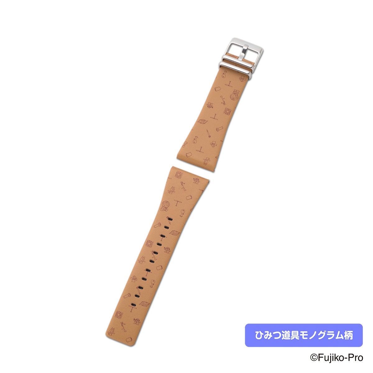 「ドラえもん Smart Canvas 腕時計ベルト」の「ひみつ道具モノグラム柄」。