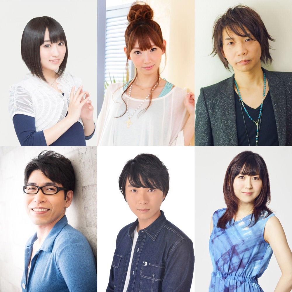 「アニメ『僕のヒーローアカデミア』2019年夏イベント（仮題）」追加キャスト。上段左から悠木碧、井上麻里奈、諏訪部順一、下段左から新垣樽助、上村祐翔、安野希世乃。