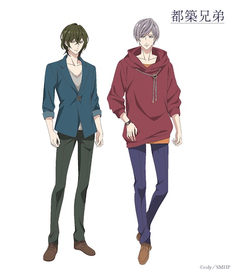 都築兄弟のキャラクター設定画。