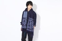 伊達政宗モデルのストールの使用イメージ。