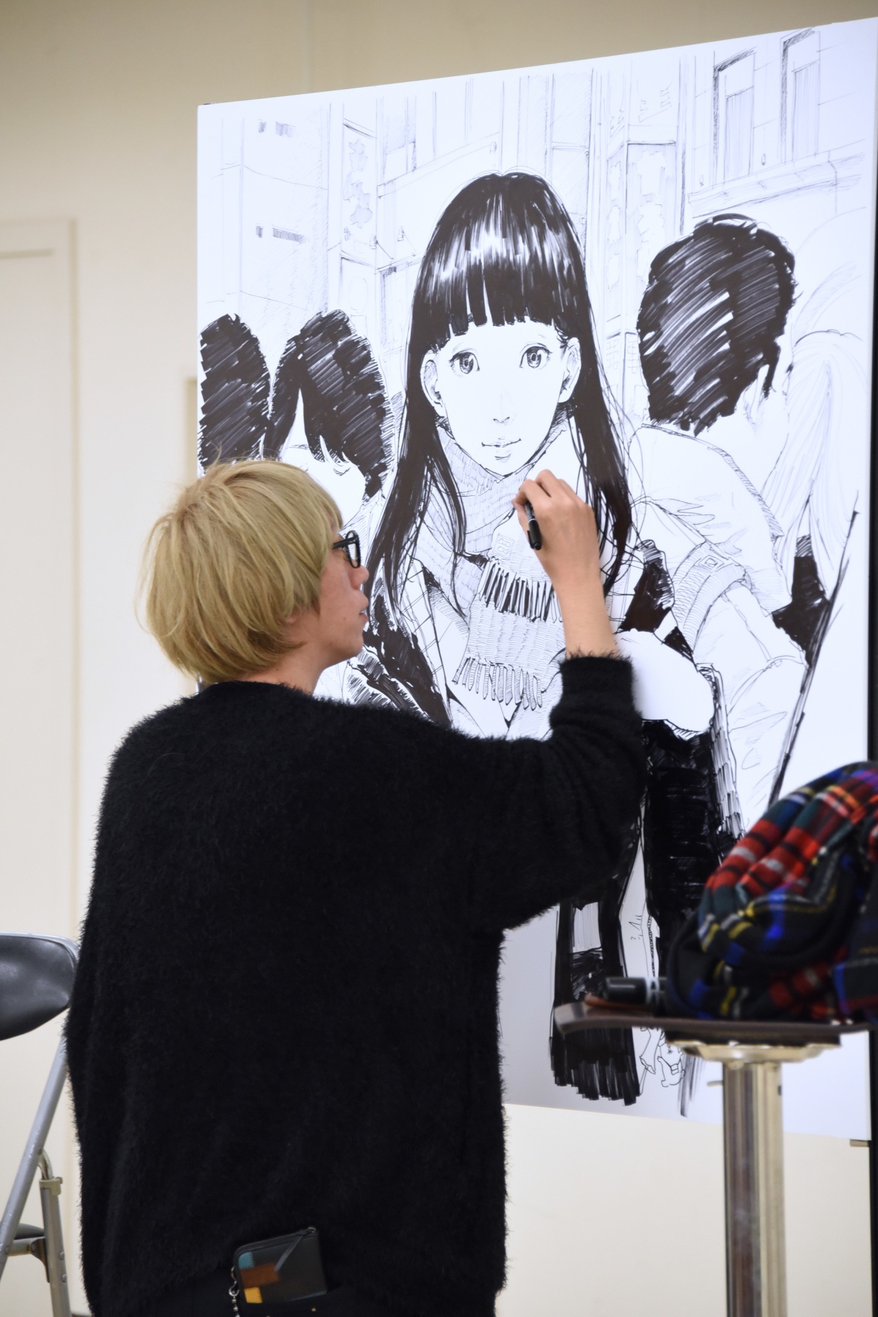 ライブドローイングの様子。