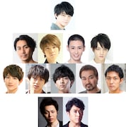 「舞台『銀牙 -流れ星 銀-」~絆編~」のキャスト。1段目は佐奈宏紀。2段目左から郷本直也、安里勇哉、塩田康平、尾関陸。3段目左から赤澤遼太郎、岩城直弥、松井遥己、千代田信一、北代高士。4段目左から荒木宏文、坂元健児。(c)高橋よしひろ/集英社・舞台「銀牙 -流れ星 銀-」