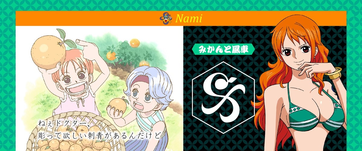 「アニメ20周年記念 ONE PIECE 法被」よりナミの家紋。