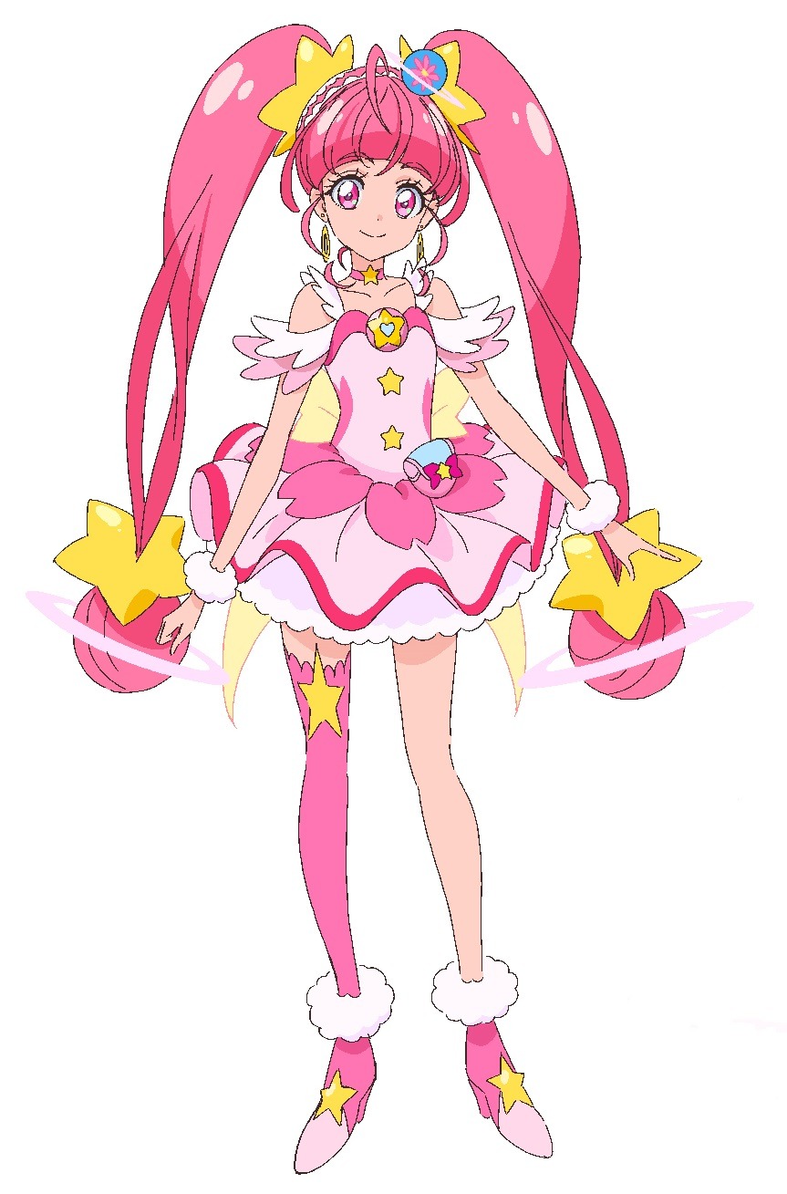星奈ひかる／キュアスター（CV：成瀬瑛美）。4月12日生まれ、地球・観星町出身。星座と宇宙が大好きで、想像力豊かで好奇心旺盛な中学2年生。誰がなんと言おうとも「好きなモノは好き！」という強い思いの持ち主。興味があることはとことん突き詰め、直感で行動するタイプ。口癖は「キラやば～っ☆」。星のプリキュア「キュアスター」に変身する。