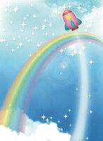 前売券特典「はって！はがして！あそべちゃう！きらぴか☆ユニバースシール・レインボー」の裏面。