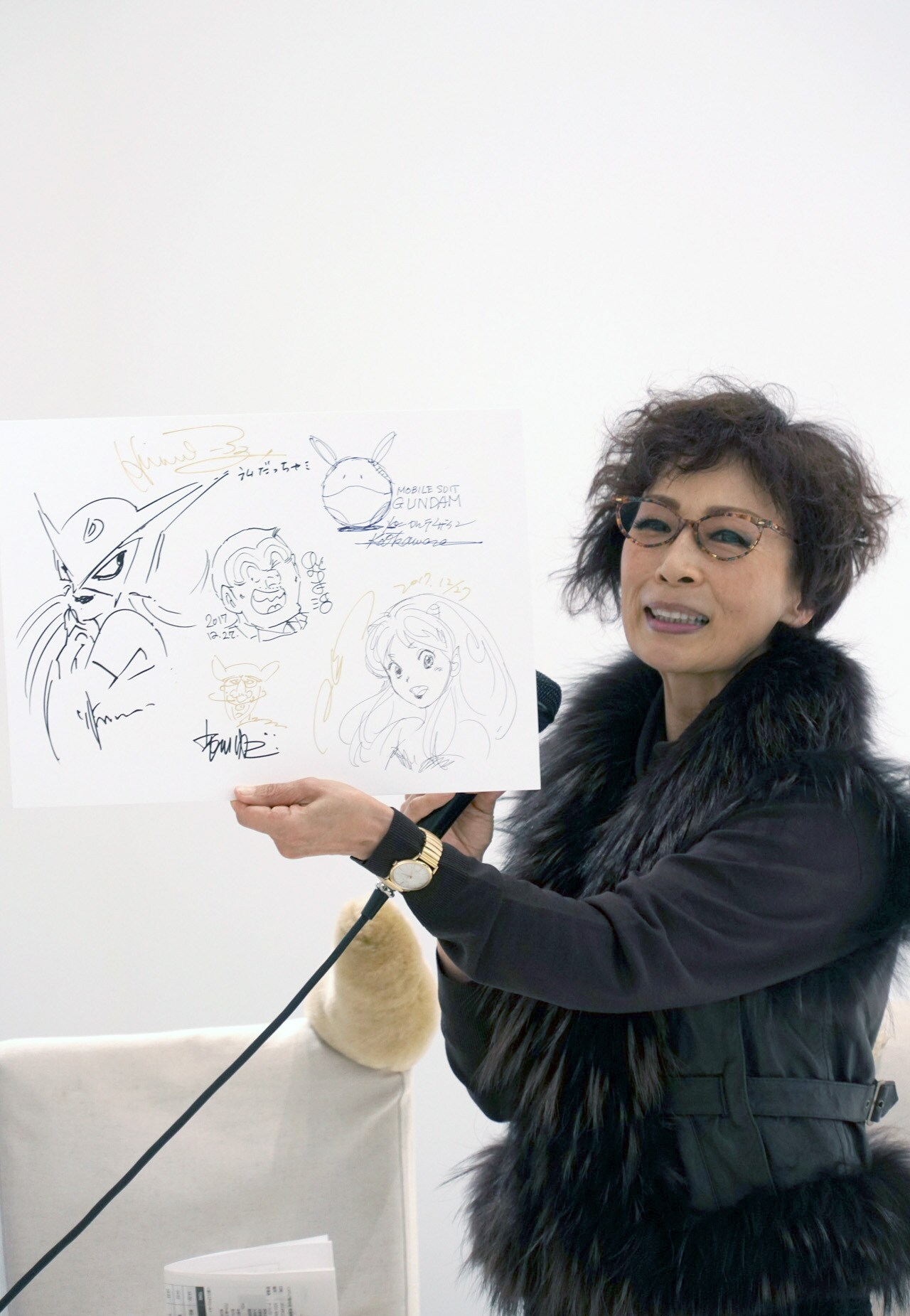 ラフ∞絵」発表会で天野喜孝が描くガンダムや大河原邦男の両さん