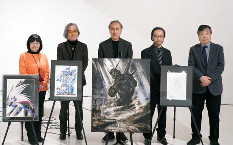 左から高田明美、大河原邦男、天野喜孝、秋本治、布川ゆうじ。