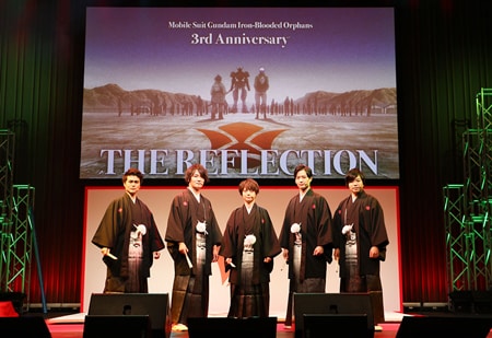 「機動戦士ガンダム 鉄血のオルフェンズ 3rd Anniversary“ THE REFLECTION”」に登壇した（左から）内匠靖明、細谷佳正、河西健吾、梅原裕一郎、村田太志。