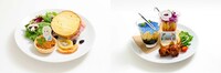 左から「アリスの差し入れサンドイッチ」、「キリト＆ソルティリーナのパスタプレート」。