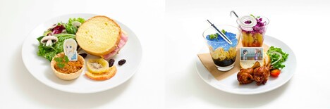 左から「アリスの差し入れサンドイッチ」、「キリト＆ソルティリーナのパスタプレート」。