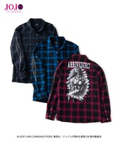 「ジョジョの奇妙な冒険 黄金の風」をモチーフにしたチェックシャツ。