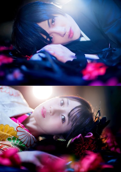 舞台版「BLACK BIRD」のキャストビジュアル。松村優演じる烏水匡、朝倉ふゆな演じる原田実沙緒。