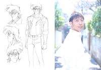 左からビーン・バンディットの設定画と、声を務める高橋英則。