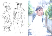 左からビーン・バンディットの設定画と、声を務める高橋英則。