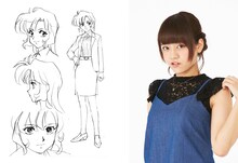 左からラリー・ビンセントの設定画と、声を務める朝井彩加。