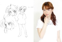 左からミニー・メイの設定画と、声を務める五十嵐裕美。